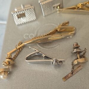 Elegant Silver and Gold Tie Clips Set